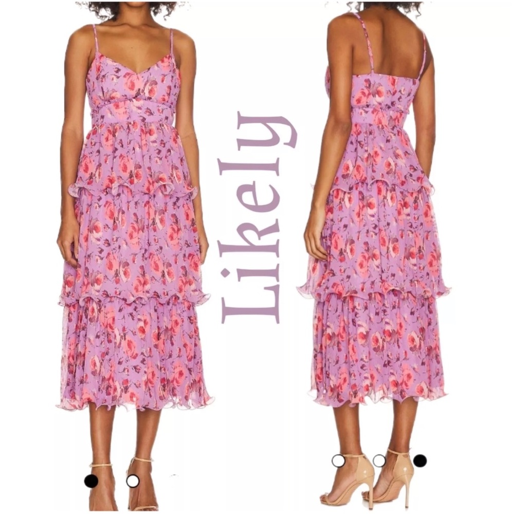 Likely Adriana Flora Tiered Mididress NWOT